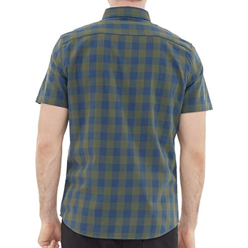 Dubinik® Camisa de Manga Corta de Algodón a Cuadros Casual con Bolsillos para Hombre