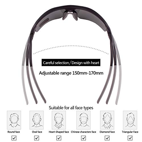 DUDUKING Gafas Sol Polarizadas Hombre Mujer Gafas de Sol Deportivas UV 400 Protección Gafas con 5 Rodajas De Lentes Intercambiables para Ciclismo Correr Golf Beisbol Surf Conducción Esquiando
