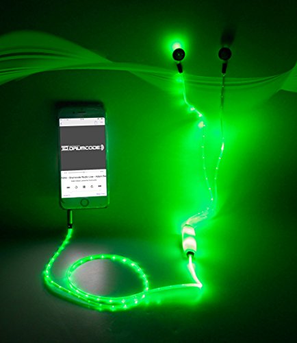 DURAGADGET Auriculares In-Ear con Luz LED Verde para Portátil Medion Erazer P6689, P7651, Medion P6687 / XMG Core 15 / Acer Aspire 7 715-71G-78FD- ¡Las Luces Se Mueven Al Ritmo De La Música