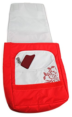 DURAGADGET Bolso Rojo con Print Floral para Portátil Medion Erazer P6689, P7651, Medion P6687 / XMG Core 15 / Acer Aspire 7 715-71G-78FD - con Múltiples Bolsillos Y Asa De Hombro Ajustable