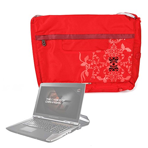 DURAGADGET Bolso Rojo con Print Floral para Portátil Medion Erazer P6689, P7651, Medion P6687 / XMG Core 15 / Acer Aspire 7 715-71G-78FD - con Múltiples Bolsillos Y Asa De Hombro Ajustable