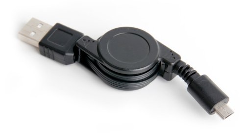 DURAGADGET Cable MicroUSB Retráctil para Portátil Medion Erazer P6689, P7651, Medion P6687 / XMG Core 15 / Acer Aspire 7 715-71G-78FD Pasar Sus Datos Al PC