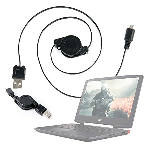 DURAGADGET Cable MicroUSB Retráctil para Portátil Medion Erazer P6689, P7651, Medion P6687 / XMG Core 15 / Acer Aspire 7 715-71G-78FD Pasar Sus Datos Al PC
