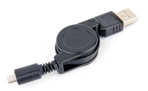 DURAGADGET Cable MicroUSB Retráctil para Portátil Medion Erazer P6689, P7651, Medion P6687 / XMG Core 15 / Acer Aspire 7 715-71G-78FD Pasar Sus Datos Al PC