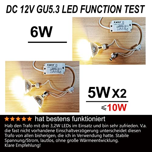 EACLL Transformador LED AC 240V a DC 12V 850mA 10W, Pack de 2, Para drive de Menos de 10W MR11 G4 MR16 GU5.3 Bombillas LED y Tiras de Luz LED, Adaptador de Lámpara LED, Mini Controlador Alimentación