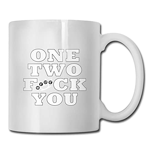 Eastlif Taza Blanca Divertida de Fzqdd One Two - Five Finger Death Punch 11 oz Tazas de café de cerámica Taza de té Regalo Divertido y novedoso