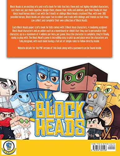 Easy Art Ideas for Kids (Block Heads - The origin of Hoshiko): This Block Heads paper crafts book for kids comes with 7 specially selected 3D Block Head characters and 1 hoverboard