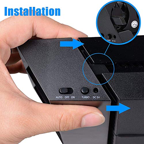 EEEKit Ventilador de enfriamiento para PS4, USB Refrigerador externo 5 Ventilador Turbo Control de temperatura Ventiladores de enfriamiento para Sony Playstation 4 Consola de juegos