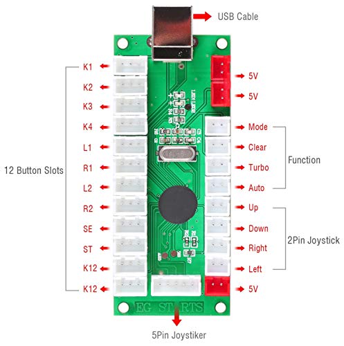 EG STARTS 2 jugadores Classic Arcade Contest DIY Retropie Cabinet Kits USB Encoder para Joystick Juegos de PC + Chrome Plating LED Botón iluminado 1 & 2 Player Botones de monedas para