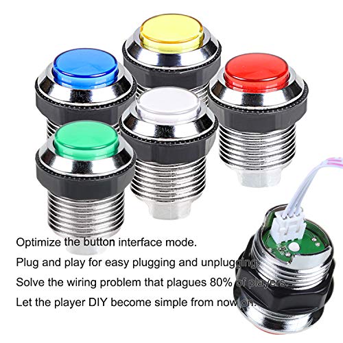 EG STARTS 2 jugadores Classic Arcade Contest DIY Retropie Cabinet Kits USB Encoder para Joystick Juegos de PC + Chrome Plating LED Botón iluminado 1 & 2 Player Botones de monedas para