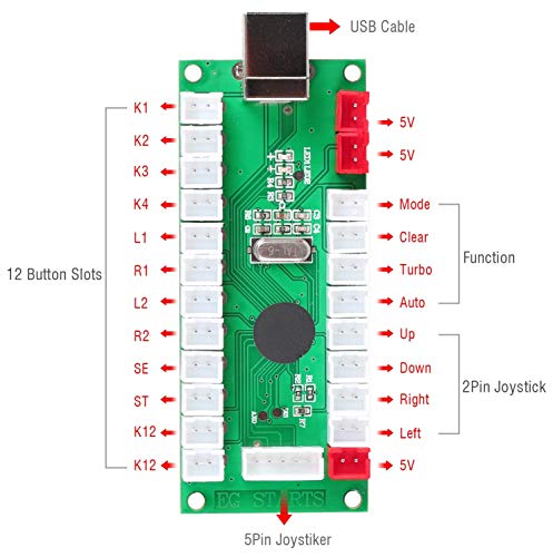 EG STARTS 2 Jugadores Controlador USB Arcade a juego de PC Joystick de 8 formas Botones Arcade para juegos Arcade Kits de bricolaje Partes Mame SNK KOF y rojo / azul