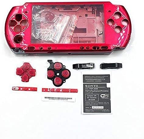 Einuz Nuevo reemplazo de la consola de la carcasa completa para la consola Sony PSP 3000 cubierta de la carcasa de la carcasa con el juego de botones (rojo)