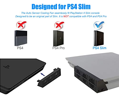 ElecGear PS4 Slim Refrigerador Ventilador de Refrigeración, Control Automático del Sensor de Temperatura Turbo USB Cooling Fan Cooler para PlayStation 4 Slim CUH-2xxx