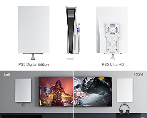 ElecGear PS5 Soporte de Pared Magnético, Soporte Metálico para PlayStation 5 Ultra HD y ediciones Digitales, Gancho para PULSE 3D Auriculares Gaming, Imanes incorporados y Nivel de Burbuja