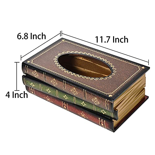 Elegante soporte de papel de madera antiguo para libros, dispensador de pañuelos con tapa con bisagras para baño, sala de estar, oficina, coche, cocina, tamaño estándar