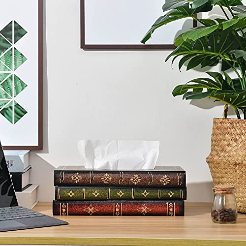 Elegante soporte de papel de madera antiguo para libros, dispensador de pañuelos con tapa con bisagras para baño, sala de estar, oficina, coche, cocina, tamaño estándar