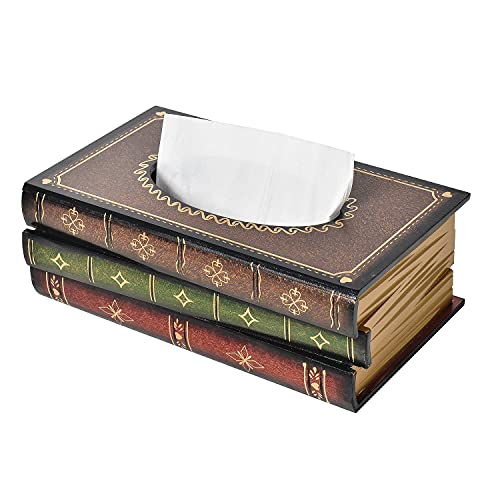 Elegante soporte de papel de madera antiguo para libros, dispensador de pañuelos con tapa con bisagras para baño, sala de estar, oficina, coche, cocina, tamaño estándar
