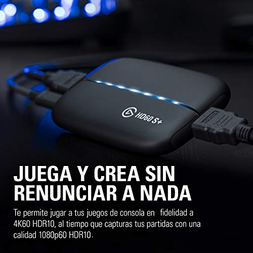 Elgato HD60 S+, capturadora externa, streaming y grabación a 1080p60 HDR10 o 4K60 HDR10 con latencia ultrabaja en PS5, PS4/Pro, Xbox Series X/S, Xbox One X/S, en OBS y otros, funciona con PC y Mac