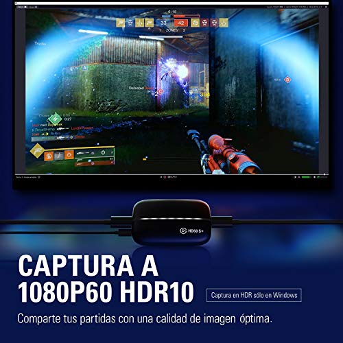 Elgato HD60 S+, capturadora externa, streaming y grabación a 1080p60 HDR10 o 4K60 HDR10 con latencia ultrabaja en PS5, PS4/Pro, Xbox Series X/S, Xbox One X/S, en OBS y otros, funciona con PC y Mac