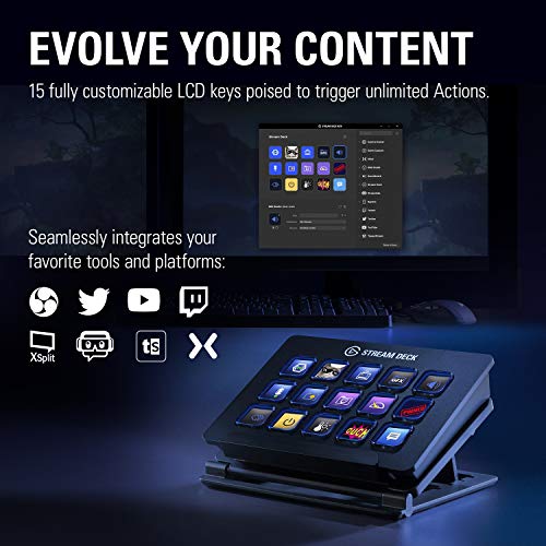 elgato Stream Deck - Controlador para contenido en directo, 15 teclas LCD personalizables, soporte ajustable, Windows 10 y macOS 10.13 o posterior