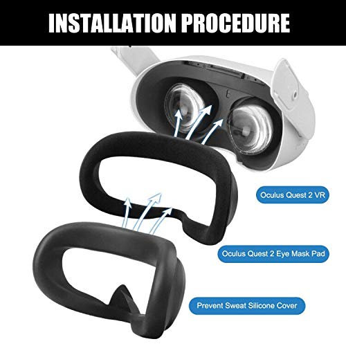 Elygo Cubierta Facial de Silicona VR para Auriculares Oculus Quest 2 VR Reemplazo Impermeable a Prueba de Sudor Almohadillas Faciales Accesorios de Oculus Quest 2 (Negro)