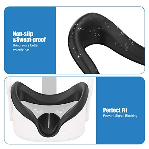 Elygo Cubierta Facial de Silicona VR para Auriculares Oculus Quest 2 VR Reemplazo Impermeable a Prueba de Sudor Almohadillas Faciales Accesorios de Oculus Quest 2 (Negro)