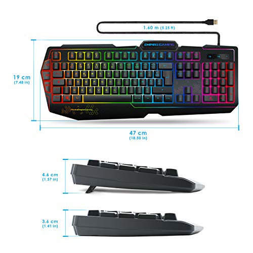 EMPIRE GAMING - K900 Gaming Keyboard QWERTY- 105 Semi-Mechanical Keys -9-Mode LED RGB backlighting, Including 1 Customisable Mode - 19 Anti-ghosting Keys Gamer Keyboard