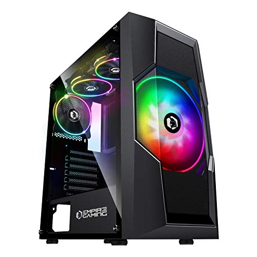 EMPIRE GAMING – ONYX Caja PC Gamer ARGB Torre Mediana ATX/Micro-ATX -4 Ventiladores LED RGB Adressables (1x200 mm y 3x120 mm) – Pared Lateral en Cristal Templado