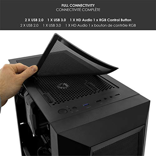 EMPIRE GAMING – ONYX Caja PC Gamer ARGB Torre Mediana ATX/Micro-ATX -4 Ventiladores LED RGB Adressables (1x200 mm y 3x120 mm) – Pared Lateral en Cristal Templado