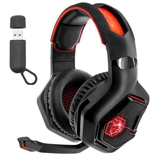 EMPIRE GAMING - WarCry P-W1 Auriculares Gaming Inalámbrico con Micrófono - PC/PS4/PS5/Xbox/Nintendo Switch/Mac2,4 GHz Wireless - Sonido Estéreo Surround -LED Roja