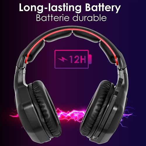 EMPIRE GAMING - WarCry P-W1 Auriculares Gaming Inalámbrico con Micrófono - PC/PS4/PS5/Xbox/Nintendo Switch/Mac2,4 GHz Wireless - Sonido Estéreo Surround -LED Roja
