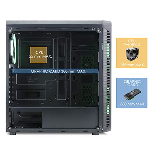 EMPIRE GAMING Warmachine - Caja PC Gamer –Torre Mediana ATX - 4 Ventiladores silenciosos - LED RGB Dual Ring: retroiluminación 11 Modos - Parte Delantera y Pared de Vidrio Templado