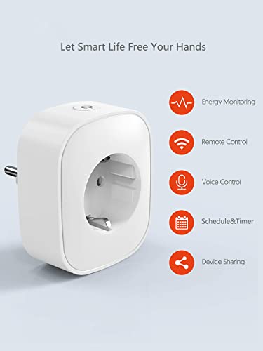 Enchufe inteligente, CT22(4PCS)-Enchufe WiFi con monitor de consumo de energía, compatible con Alexa y Google Home, enchufe Alexa con control remoto y función de temporizador,16A 3680W