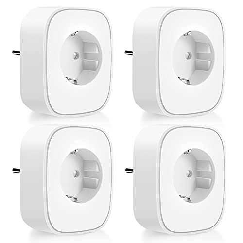 Enchufe inteligente, CT22(4PCS)-Enchufe WiFi con monitor de consumo de energía, compatible con Alexa y Google Home, enchufe Alexa con control remoto y función de temporizador,16A 3680W