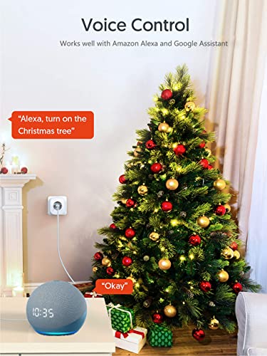 Enchufe inteligente, CT22(4PCS)-Enchufe WiFi con monitor de consumo de energía, compatible con Alexa y Google Home, enchufe Alexa con control remoto y función de temporizador,16A 3680W