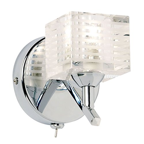 ENDON CHROME/CRYSTAL WALL LAMP WITH SWITCH ON WALL PLATE