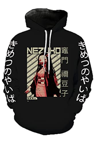 Enhopty Kimetsu no Yaiba Nezuko Kamado - Chaqueta con capucha para hombre y mujer, talla 3XL (contorno de pecho 119 cm)