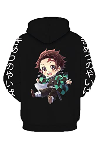 Enhopty Kimetsu no Yaiba Tanjiro Kamado - Sudadera con capucha para hombre y mujer, talla XL, color negro