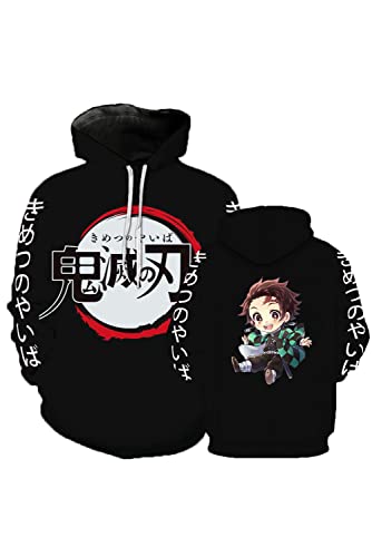 Enhopty Kimetsu no Yaiba Tanjiro Kamado - Sudadera con capucha para hombre y mujer, talla XL, color negro