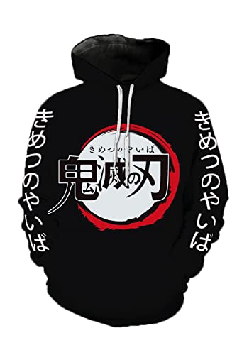 Enhopty Kimetsu no Yaiba Tanjiro Kamado - Sudadera con capucha para hombre y mujer, talla XL, color negro