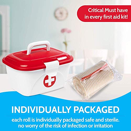 Envolturas de vendas elásticas - Paquete de variedad 4, 2 3 4 6 pulgadas x 5 yardas por rollo - Rollo de compresión y estiramiento reutilizable sin látex para primeros auxilios.