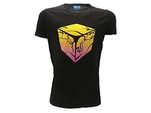 Epic Games Fortnite - Camiseta original para niño, diseño de cubo, color negro Negro X-Small