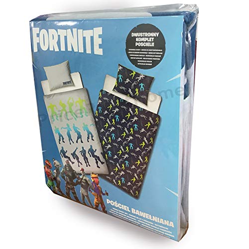 Epic Games Fortnite - Juego de cama (100 % algodón, funda nórdica de 140 x 200 cm, funda de almohada)