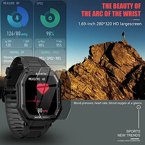 EPILUM Reloj Inteligente Hombre 1.69", Smartwatch con GPS Podómetro, Presión Arterial, Calorías, SpO2, Pulsómetro, 20 Modos Deportivos Reloj Deportivo Impermeable 3ATM, para Android y iOS