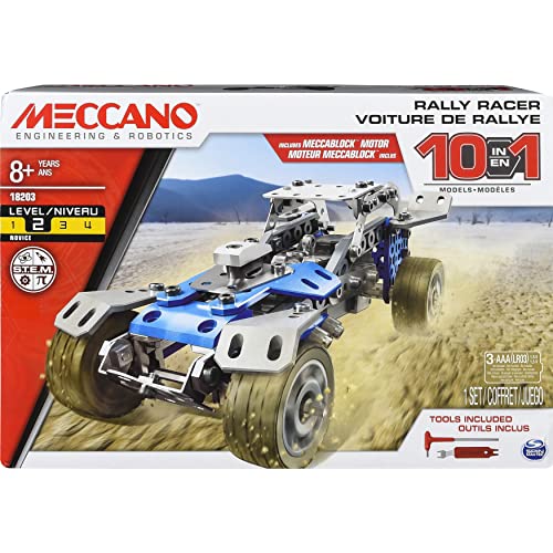 Erector by Meccano, 10 en 1 Rally Racer Modelo Vehículo Kit de construcción para niños de 8 años en adelante, Stem Construcción Educación Juguete