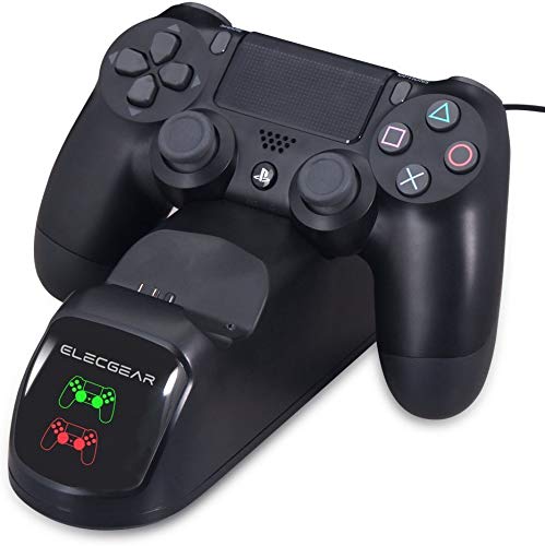 Estación de carga para DualShock 4 Controller - ElecGear Rápida Dual Charger Charging Base Cargador con LED para Mando de PlayStation /PS4 /PS4 Slim /PS4 Pro Gamepad