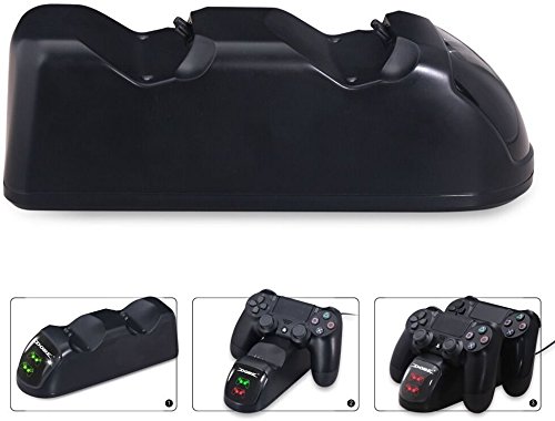 Estación de carga para DualShock 4 Controller - ElecGear Rápida Dual Charger Charging Base Cargador con LED para Mando de PlayStation /PS4 /PS4 Slim /PS4 Pro Gamepad