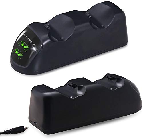 Estación de carga para DualShock 4 Controller - ElecGear Rápida Dual Charger Charging Base Cargador con LED para Mando de PlayStation /PS4 /PS4 Slim /PS4 Pro Gamepad