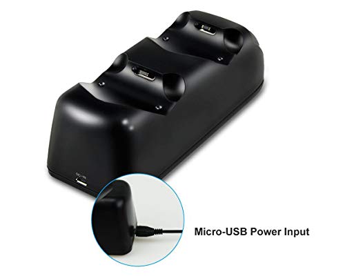 Estación de carga para DualShock 4 Controller - ElecGear Rápida Dual Charger Charging Base Cargador con LED para Mando de PlayStation /PS4 /PS4 Slim /PS4 Pro Gamepad