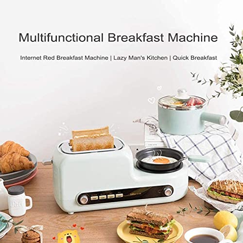 Estación De Desayuno Retro 4 En 1, Horno Eléctrico Multifunción De La Familia De Tostadoras, Horno De Acero Inoxidable, Olla Antiadherente para Huevos Estética Y Práctica